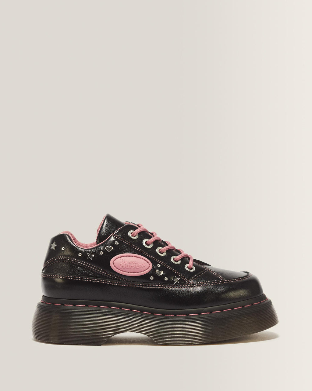 Zapatos Buzz 5 ojales de piel Milled Gloss en Black