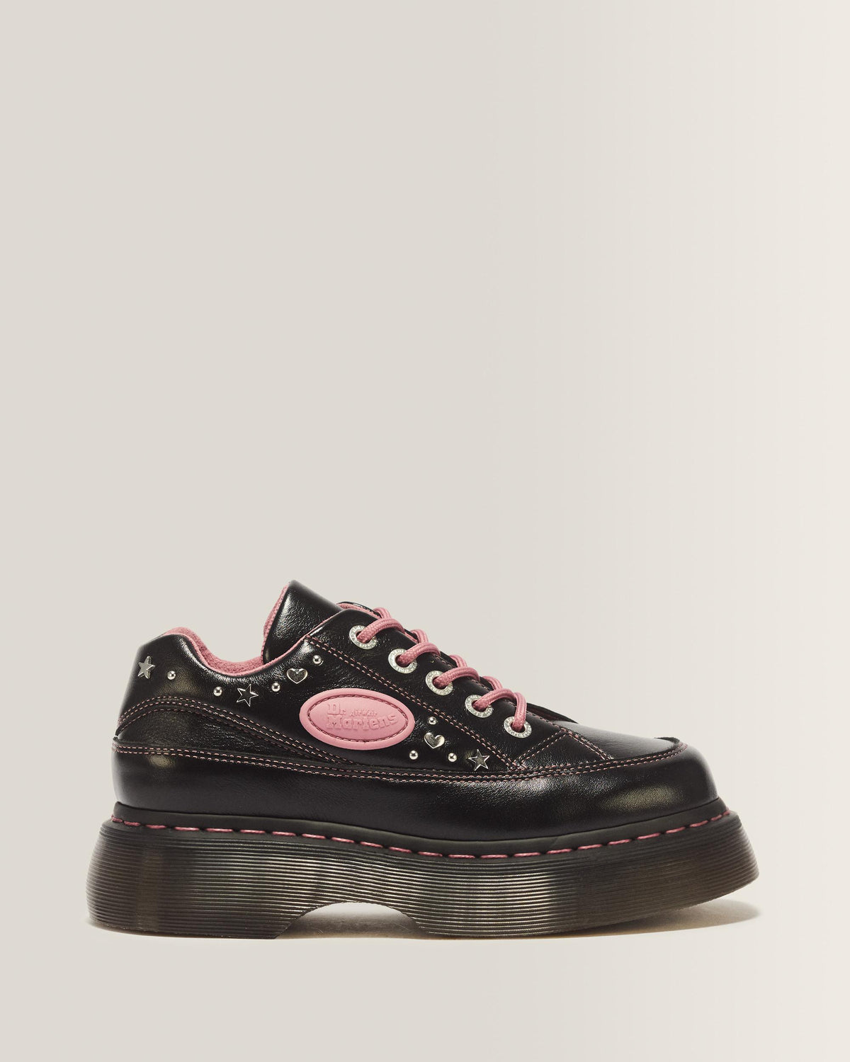 Zapatos Buzz 5 ojales de piel Milled Gloss en Black