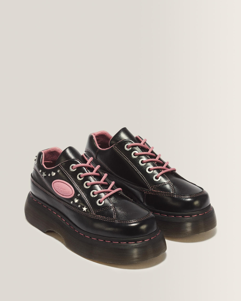 Zapatos Buzz 5 ojales de piel Milled Gloss en Black