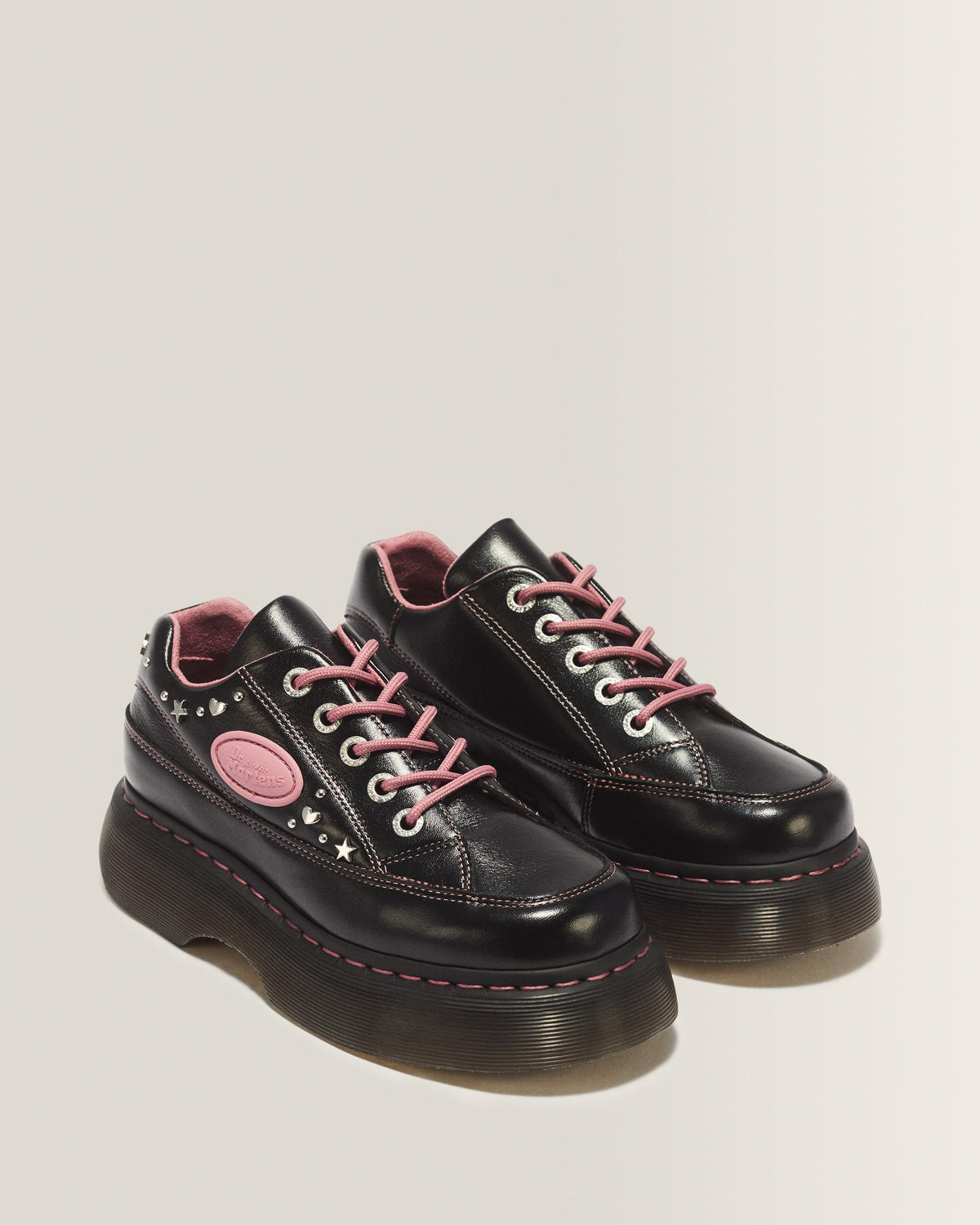 Zapatos Buzz 5 ojales de piel Milled Gloss en Black
