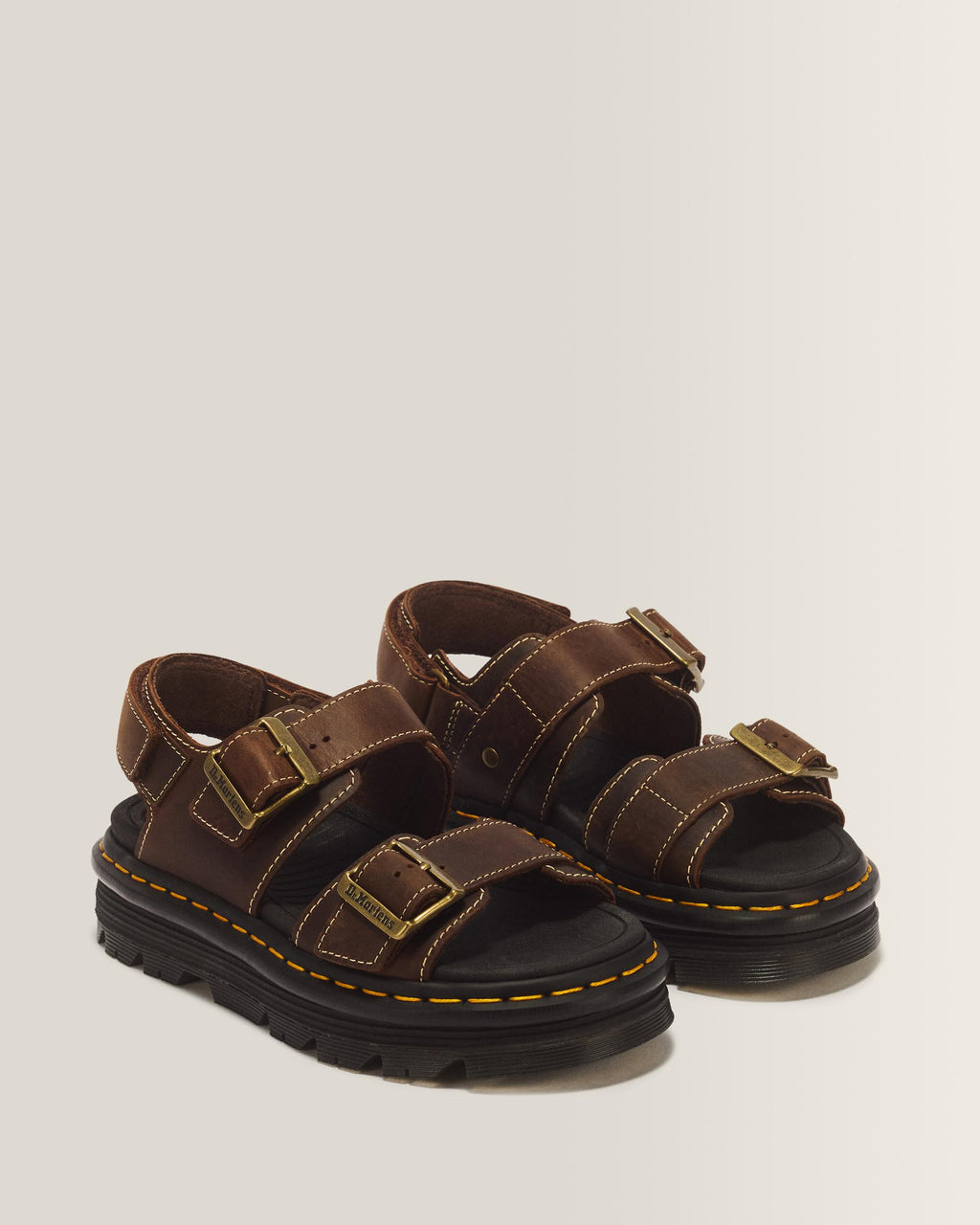 Sandalias Zebzag de piel Crazy Horse en Dark Brown